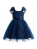 Cap Sleeves Navy Blue Lace Tulle Adorable Flower Girl Dress